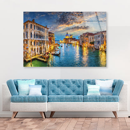 Canal with Buildings & Sky Acrylic Glass Print Tempered Glass Wall Art 100% Made in Australia Ready to Hang