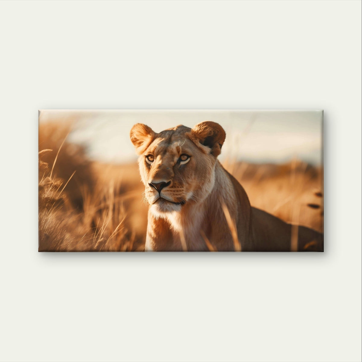 Majestic African Lioness Wildlife Wall Art Canvas Office Home Framed 120x60cm