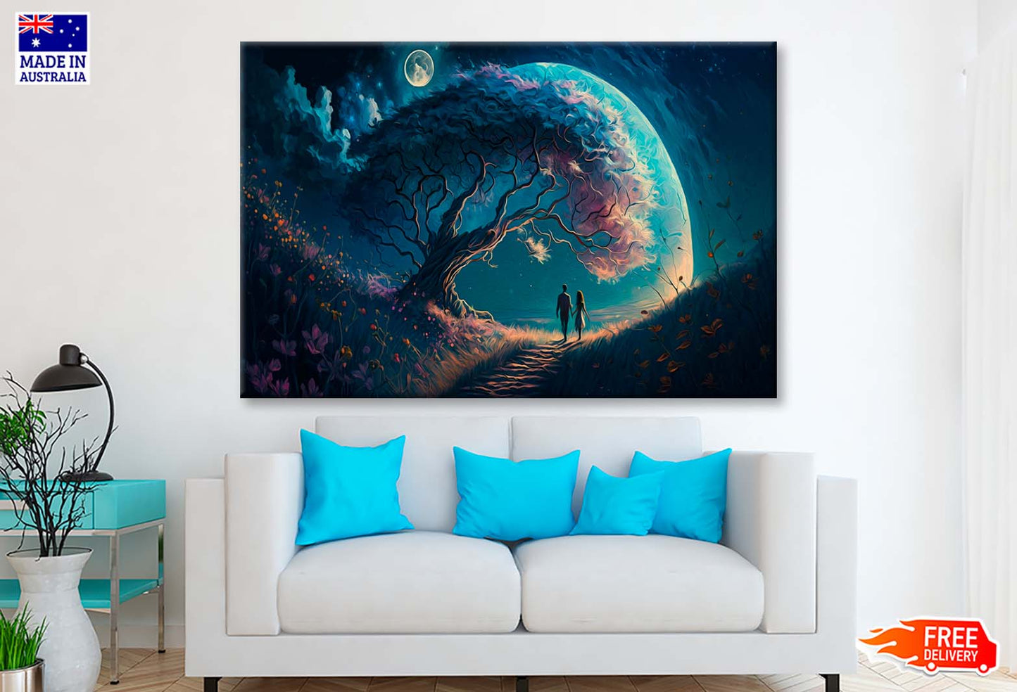 People Under A Tree & Space Wall Art Limited Edition High Quality Print