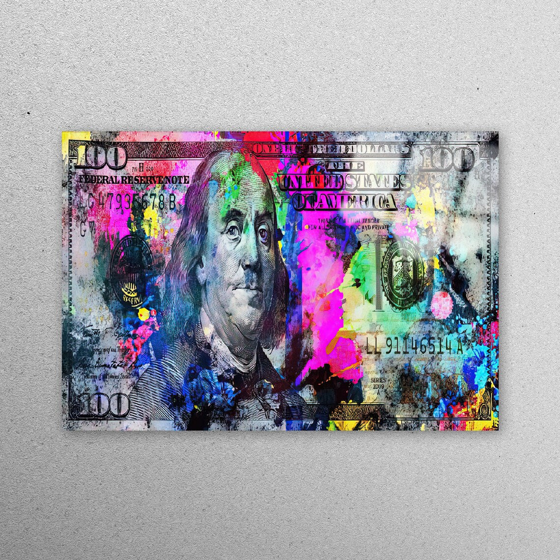 100 Dollar Bill Art Acrylic Glass Print Tempered Glass Wall Art 100% Made in Australia Ready to Hang