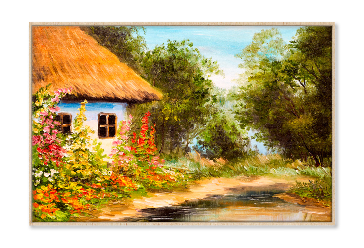 Farmhouse In The Forest Oil Painting Limited Edition High Quality Print Canvas Box Framed Natural