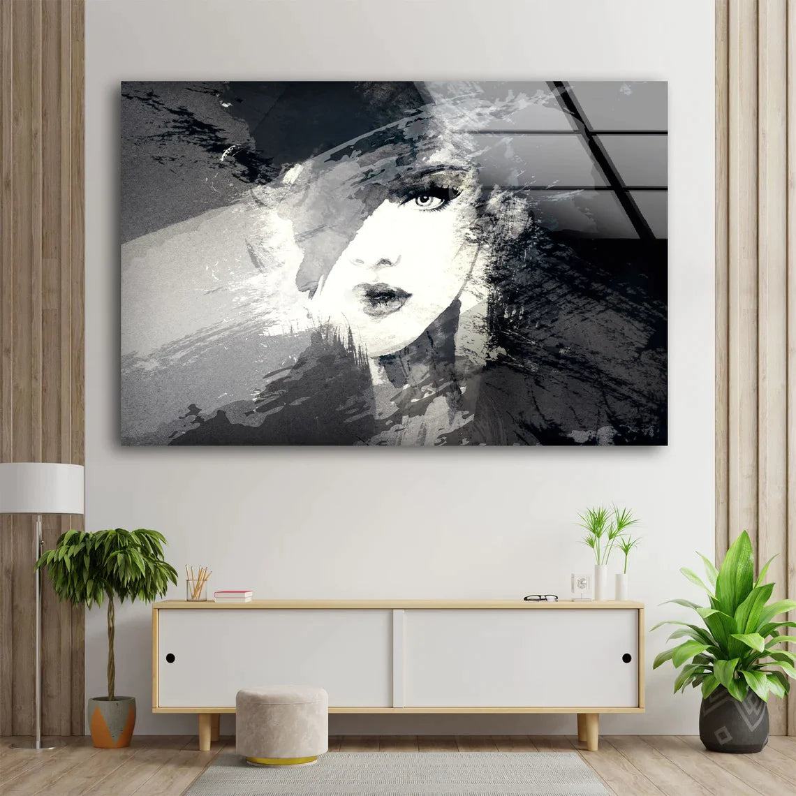 Girl Face Abstract B&W UV Direct Aluminum Print Australian Made Quality