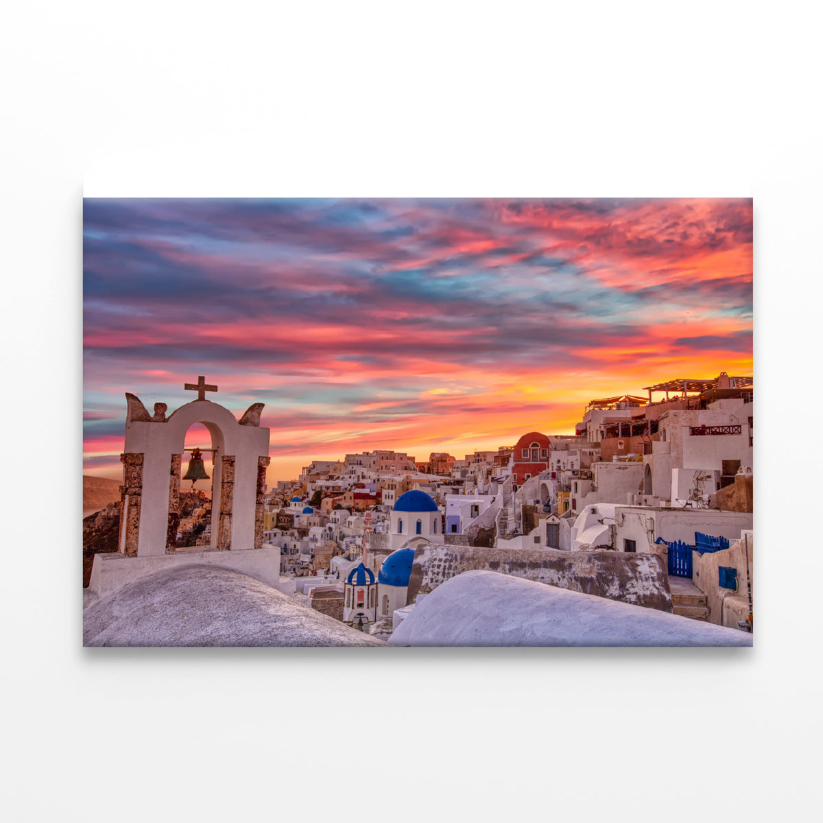 Santorini In Greece with Sunset Print 100% Australian Made