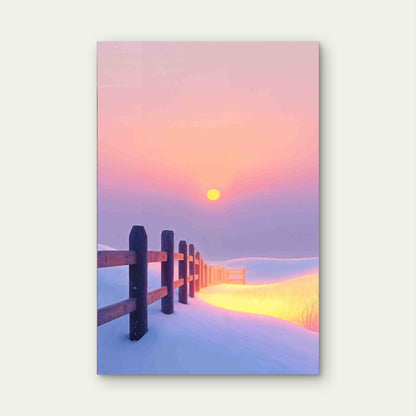 Winter Sunset Snow Landscape 40x60cm Metal Print Ready to Hang