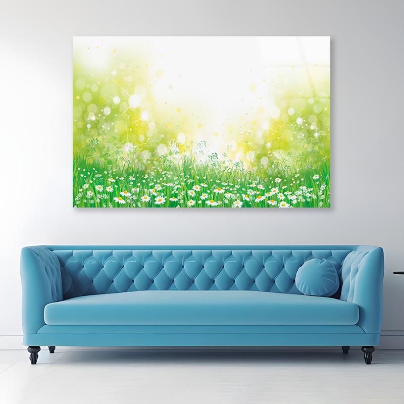 Blossoming White Flowers Field Acrylic Glass Print Tempered Glass Wall Art 100% Made in Australia Ready to Hang