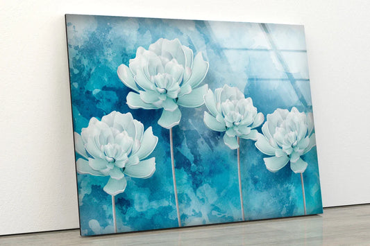 White Flowers Painting UV Direct Aluminum Print Australian Made Quality