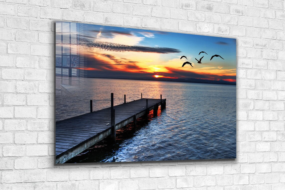 Sunset Sky at the Dock UV Direct Aluminum Print Australian Made Quality