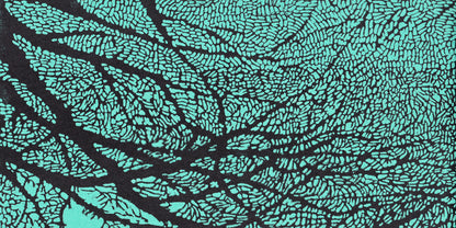 Teal Organic Cellular Pattern Wall Art Canvas Office Home Room Framed 120x60cm