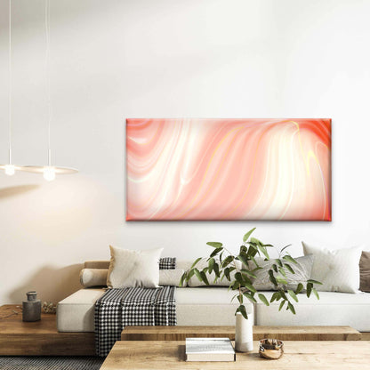 Peach Pink Soft Satin Wave Wall Art Canvas Office Home Room Framed 120x60 cm