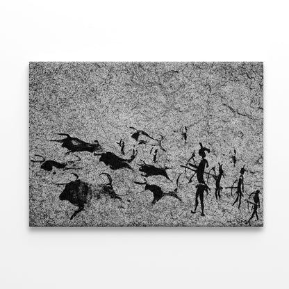 Stone Age Cave Drawing Scene Wall Art Decor 100% Australian Made