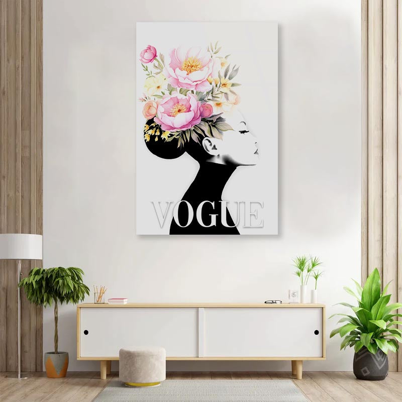 Fashion Girl with Flowers 3D Design Acrylic Glass Print Tempered Glass Wall Art 100% Made in Australia Ready to Hang