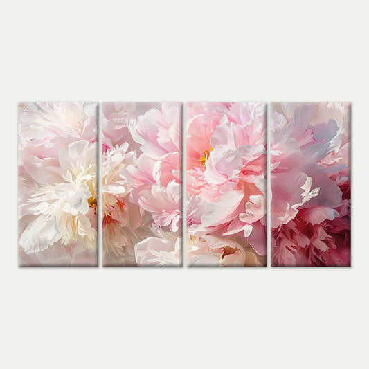 4pcs Pink Peony Flower Floral Petals Bloom Wall Art Canvas Framed 45x80cm - High Quality Print 100% Australian Made Wall Canvas Ready to Hang