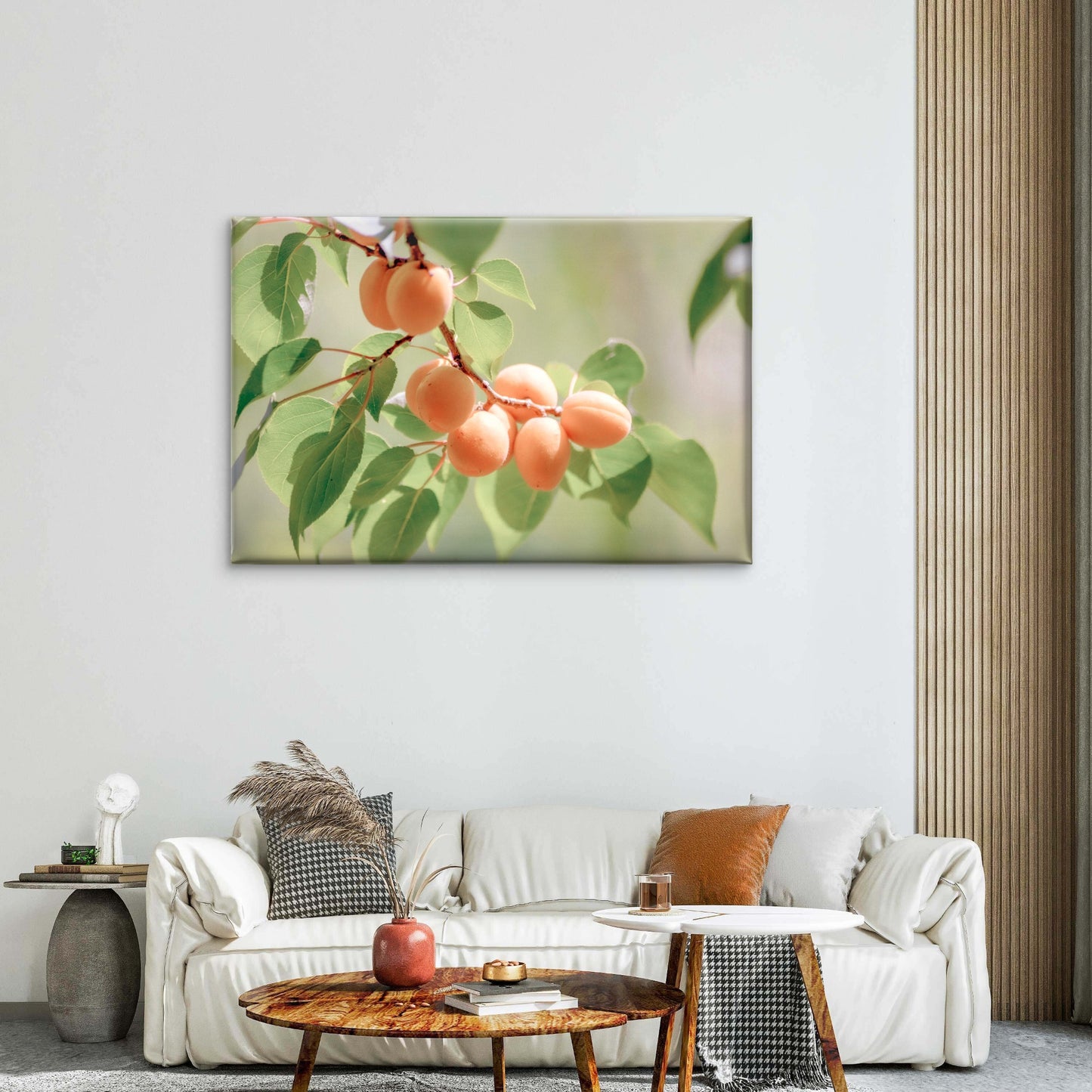 Branch Of Ripe Orange Apricots with Muted Green Leaves Wall Art Decor 100% Australian Made