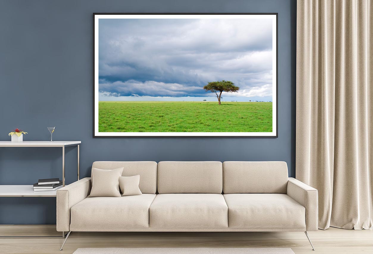 Detached Tree Green Grassland in Savanna Home Decor Premium Quality Poster Print Choose Your Sizes