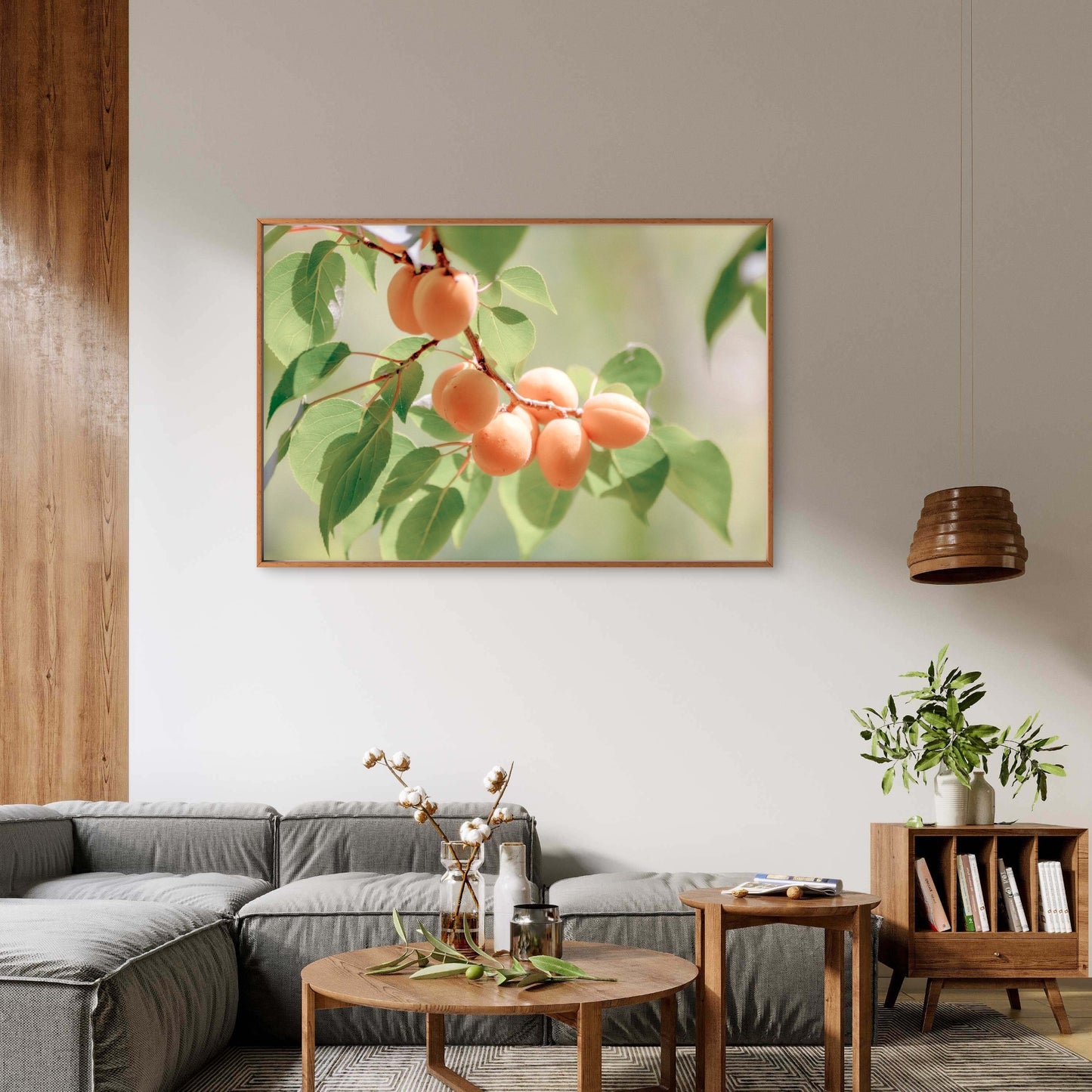 Branch Of Ripe Orange Apricots with Muted Green Leaves Wall Art Decor 100% Australian Made