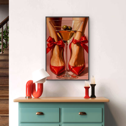 Red High Heels and Wine Glass Magazine Cover Art Fashion Home Decor Premium Quality Poster Print Choose Your Sizes