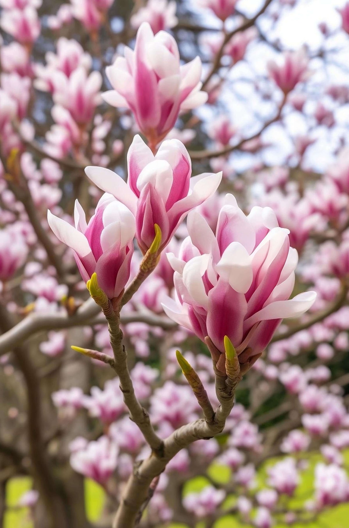 Pink Magnolia Tree Flowers Spring Bloom 40x60cm Metal Print Ready to Hang