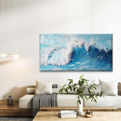 Turquoise & Coastal Ocean Wave Wall Art Canvas Office Home Room Framed 120x60cm