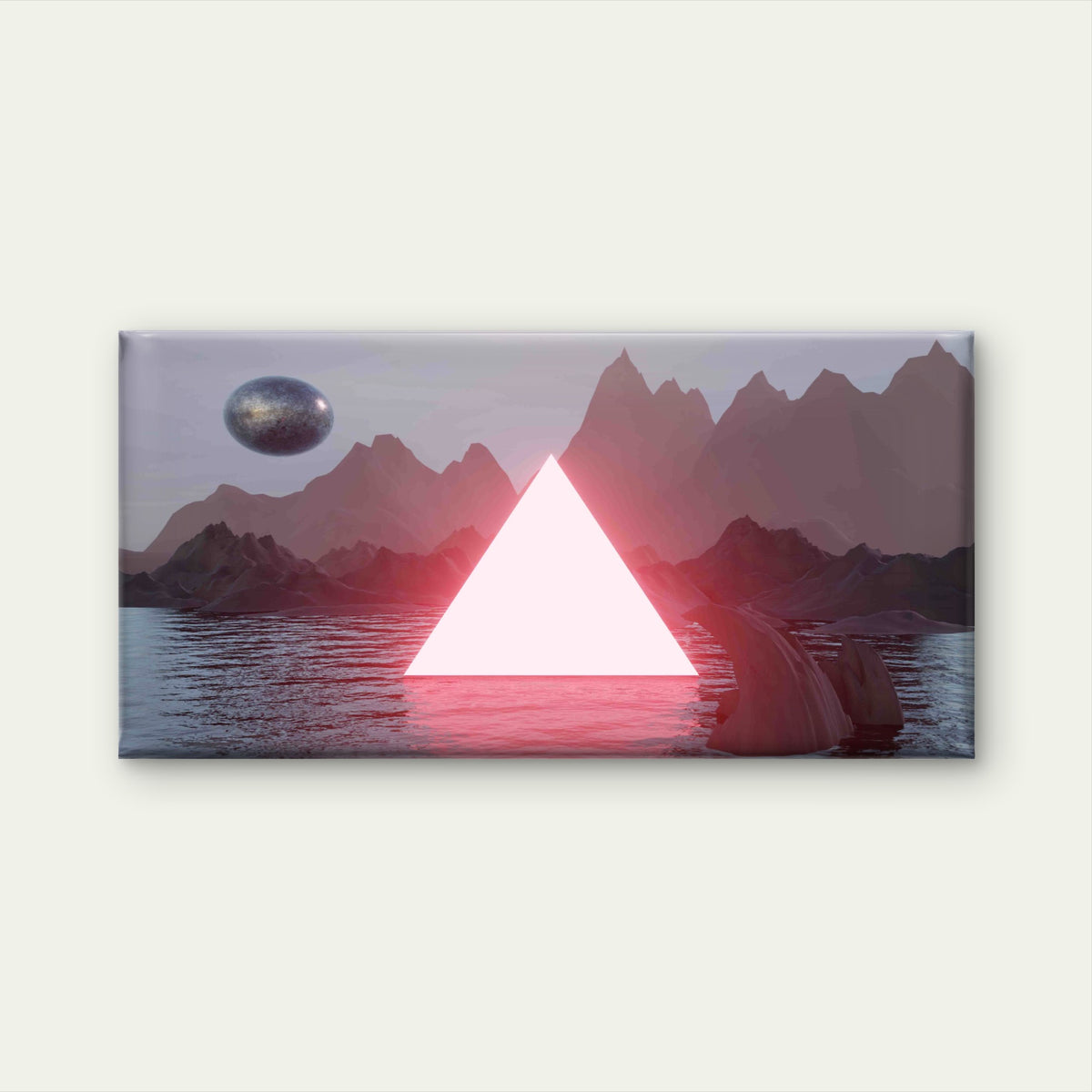 Neon Triangle Mountains Wall Art Canvas Office Home Room Framed 120x60cm