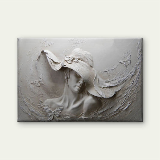 White Lady with a Hat Wall Sculpture Photograph Print 100% Australian Made