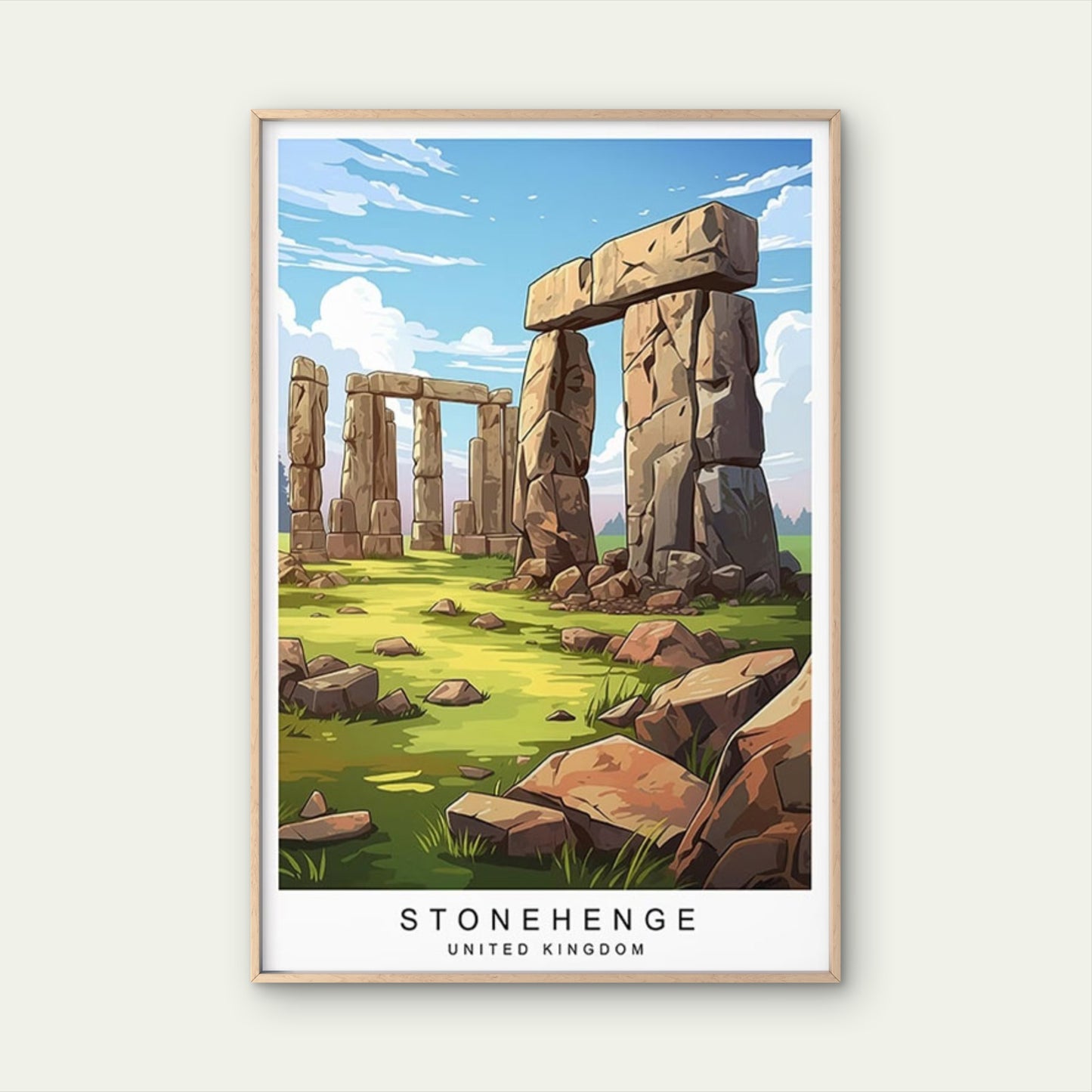 The Famous Stonehenge Located in The UK Travel Poster Print Wall Art