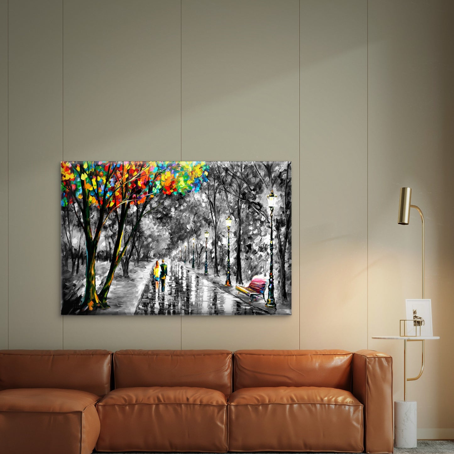 Black And White Couple Night Street Wall Art Decor 100% Australian Made