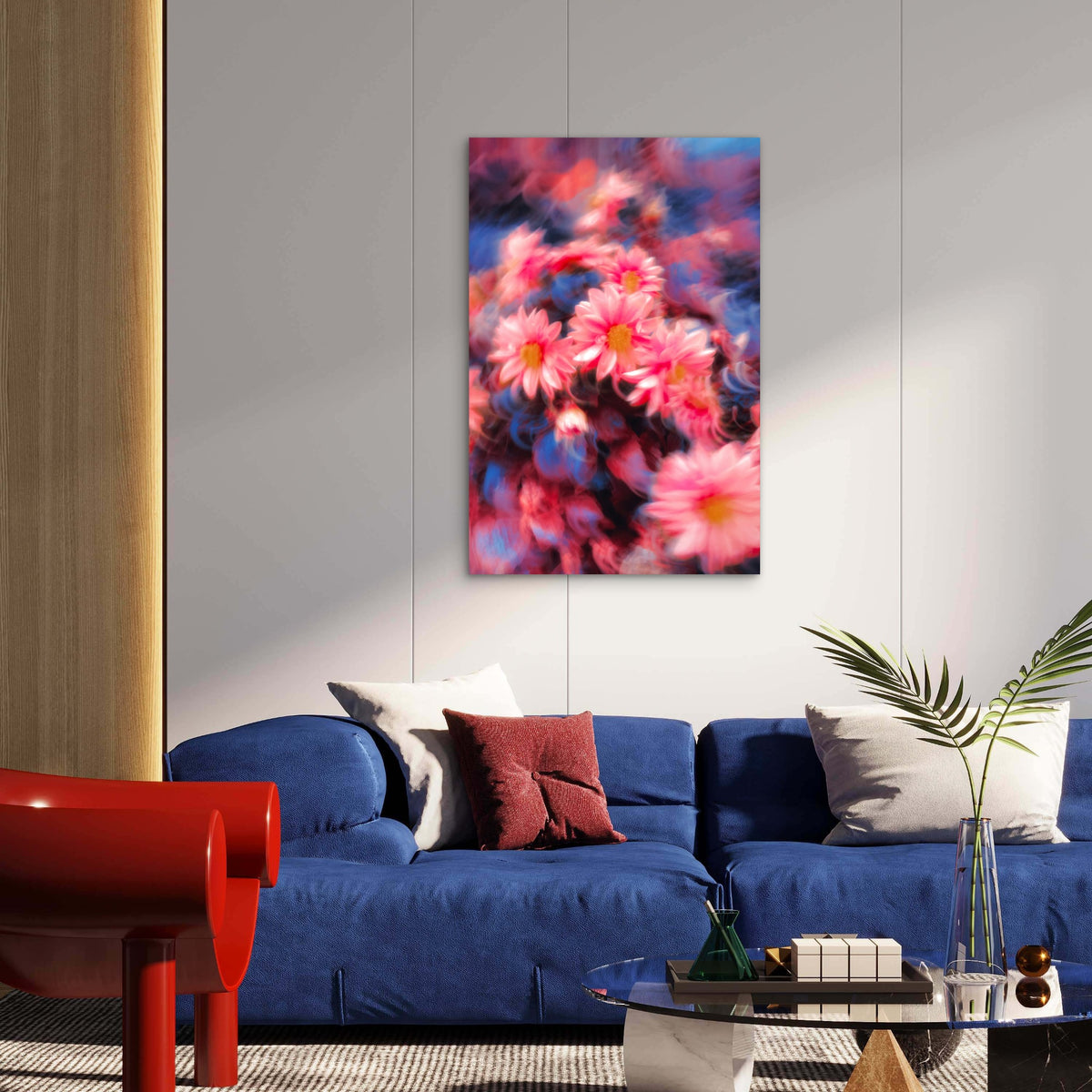 Blurry Pink Flowers with a Soft Focus Effect 60x90cm Metal Print Ready to Hang