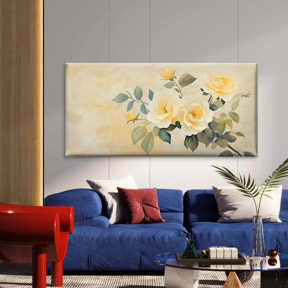 Abstract Yellow Rose Wall Art Canvas Office Home Room Framed 120x60cm