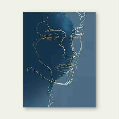 Abstract Woman Face Line Art 60x90cm Metal Print Ready to Hang