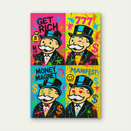 Neon Pop Art Money Manifestation Retro Street 60x90cm Metal Print Ready to Hang