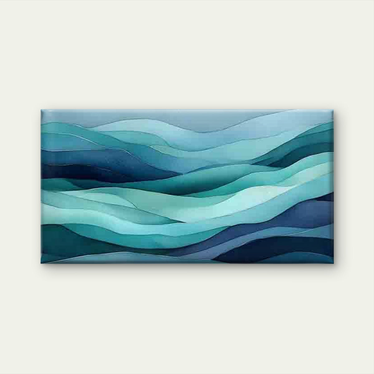 Teal Gradient Wave Pattern Wall Art Canvas Office Home Room Framed 120x60cm