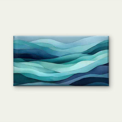 Teal Gradient Wave Pattern Wall Art Canvas Office Home Room Framed 120x60cm