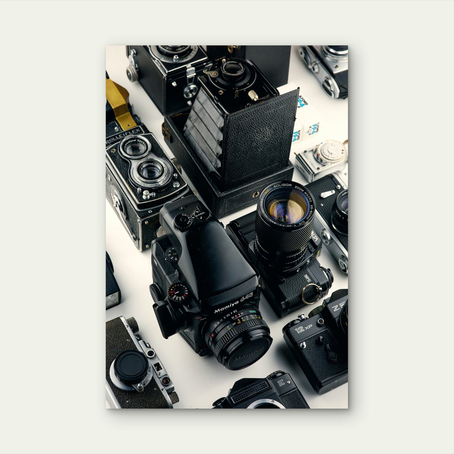 Collection of Vintage Film Cameras 60x90cm Metal Print Ready to Hang