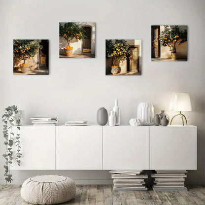4pcs Citrus Botanical Prints Wall Art Canvas Framed