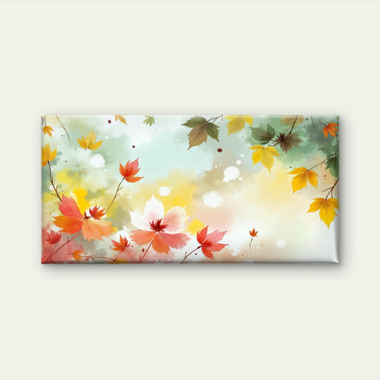 Golden Autumn Floral Watercolor Wall Art Canvas Office Home Room Framed 120x60cm