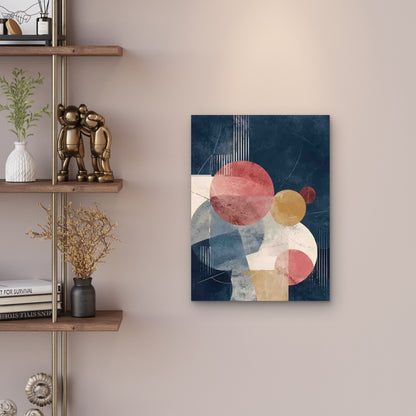Navy Blue & Beige Abstract Metal Print Ready to Hang