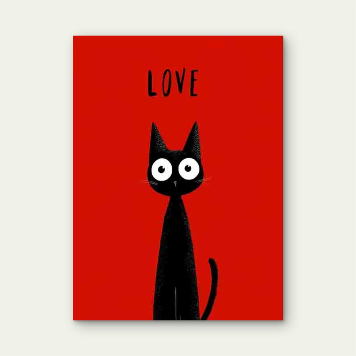 Black Cat Red Love Text 60x90cm Metal Print Ready to Hang
