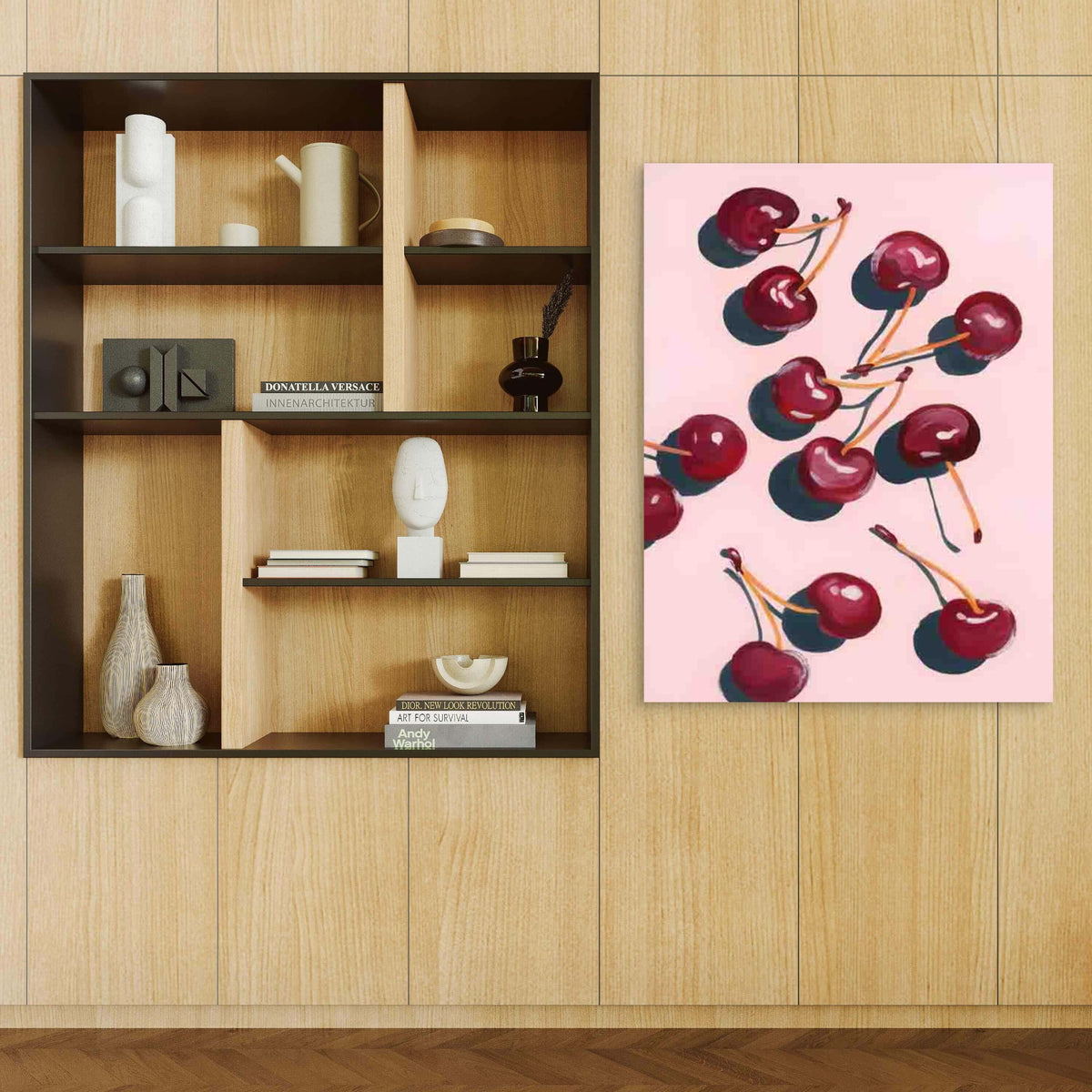 Red Cherry Artwork 40x60cm Metal Print Ready to Hang