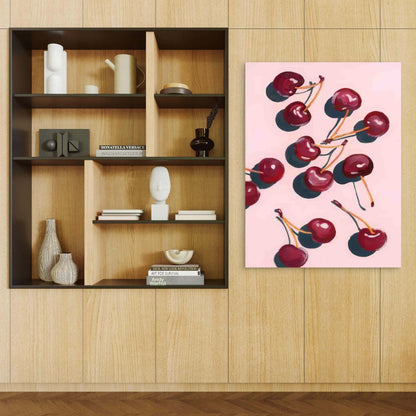 Red Cherry Artwork 40x60cm Metal Print Ready to Hang