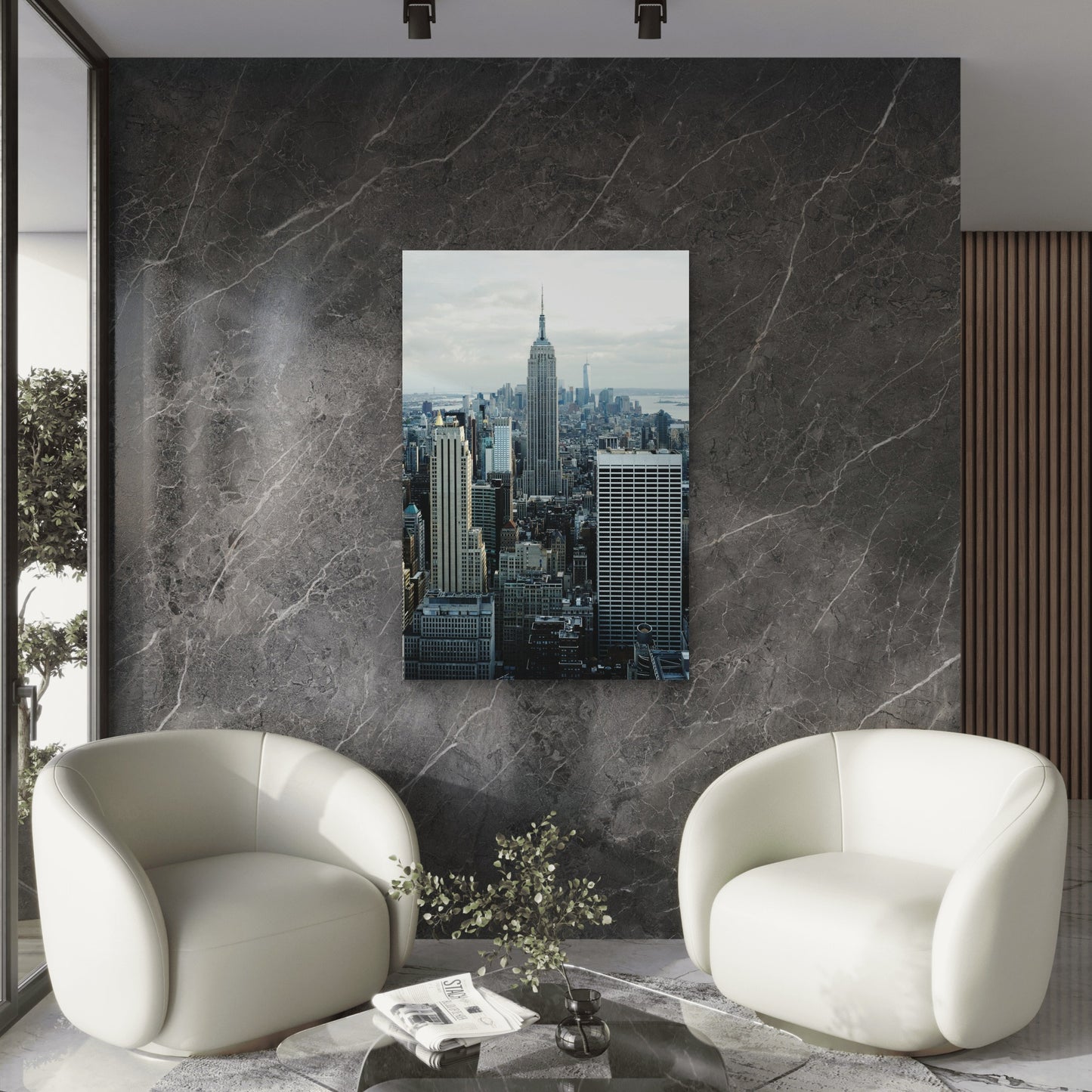 Manhattan Against Sky 60x90cm Metal Print Ready to Hang