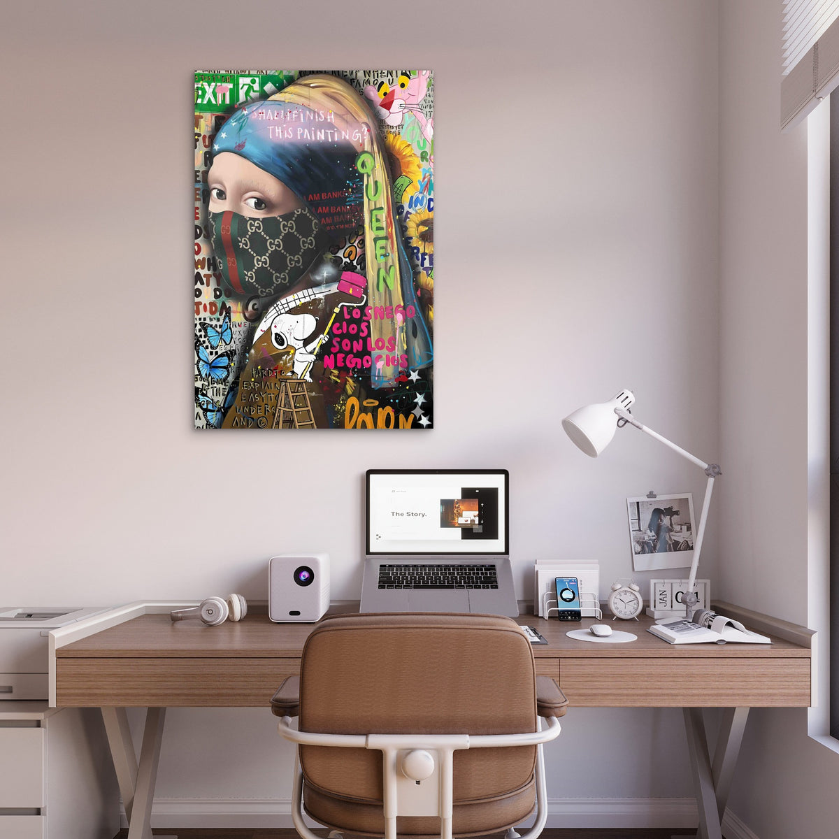 Neon Neo-Classical Masked Collage 60x90cm Metal Print Ready to Hang