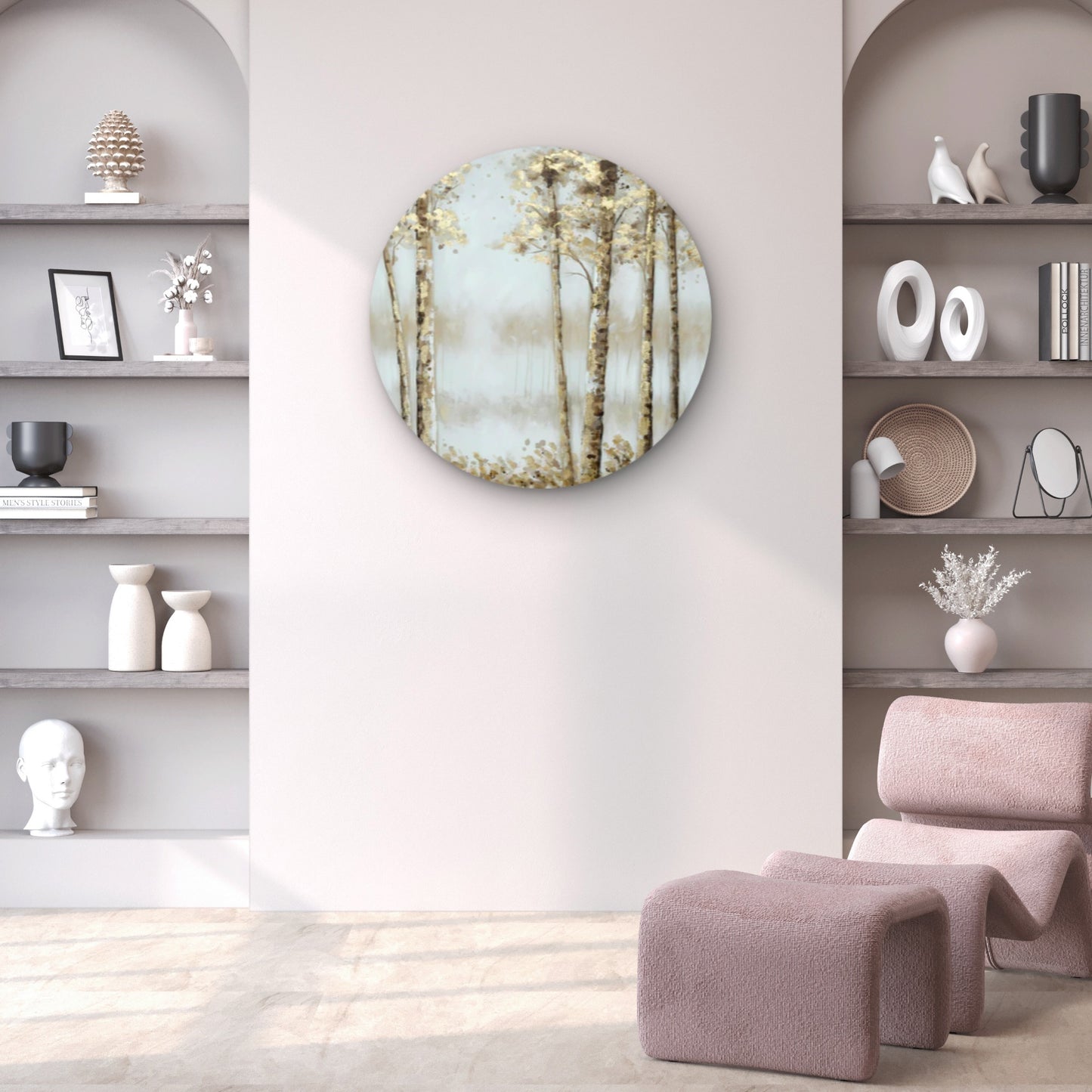 Neutral Colored Golden Trees in Forest Acrylic Glass Rounded Print Tempered Glass Wall Art 100% Made in Australia Ready to Hang