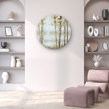 Neutral Colored Golden Trees in Forest Acrylic Glass Rounded Print Tempered Glass Wall Art 100% Made in Australia Ready to Hang
