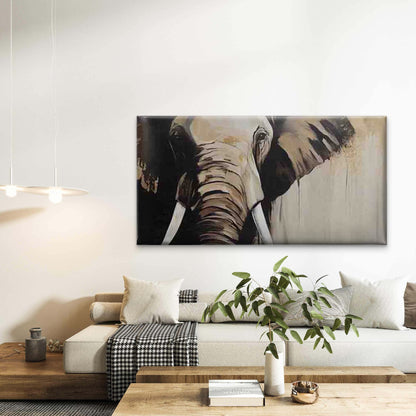 Gray Elephant Wildlife Wall Art Canvas Office Home Room Framed 120x60cm