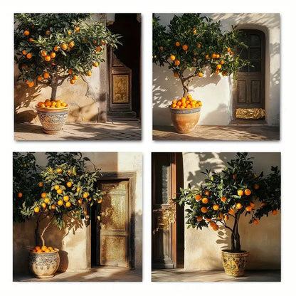 4pcs Citrus Botanical Prints Wall Art Canvas Framed