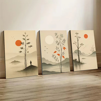 3pcs Nature Elements Aesthetic Art Wall Art Set Canvas Framed 50x70cm - High Quality Print 100% Australian Made Wall Canvas Ready to Hang