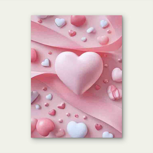 Pink Ribbon Screensaver, Romantic Design 60x90cm Metal Print Ready to Hang