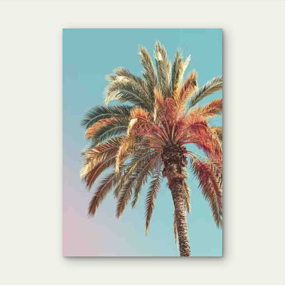 Pastel Tropical Palm Tree 60x90cm Metal Print Ready to Hang