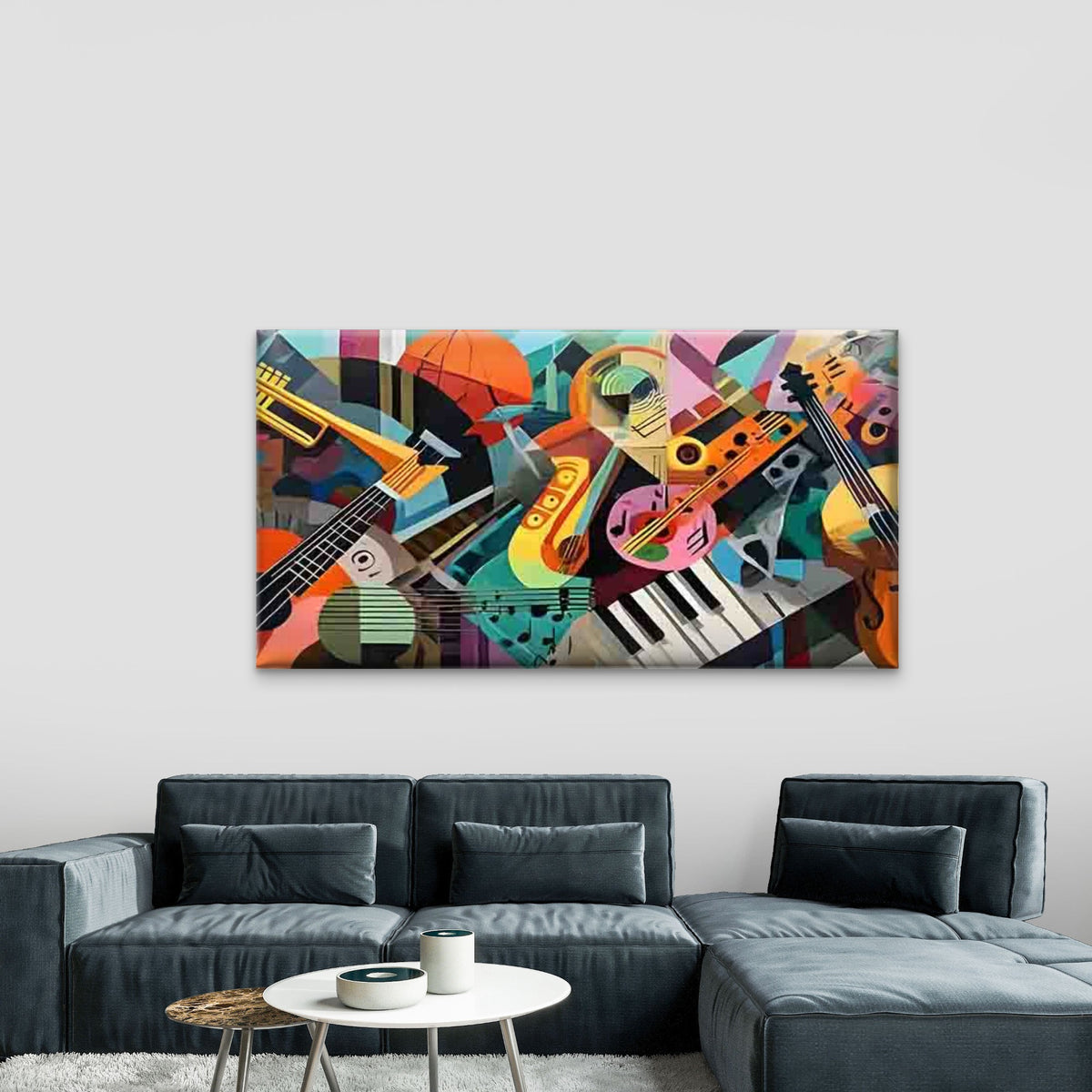 Abstract Style Instrument Wall Art Canvas Office Home Room Framed 120x60cm