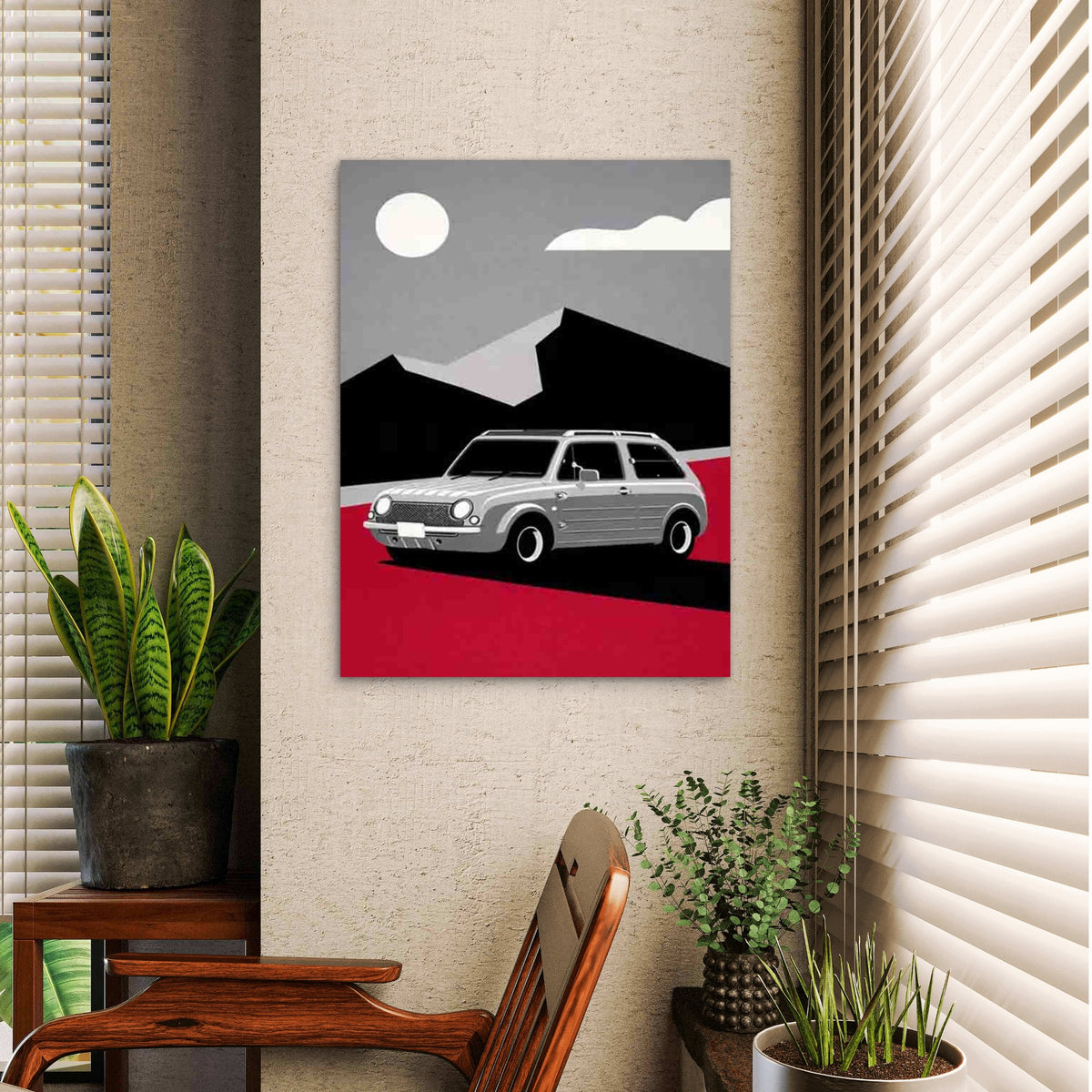 Vintage Car Artwork 40x60cm Metal Print Ready to Hang